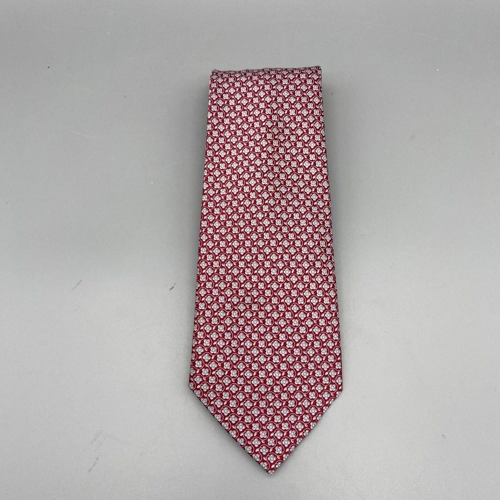 BURMA BIBAS MEN'S TIE‎ Burgundy/Floral LENGTH: 60